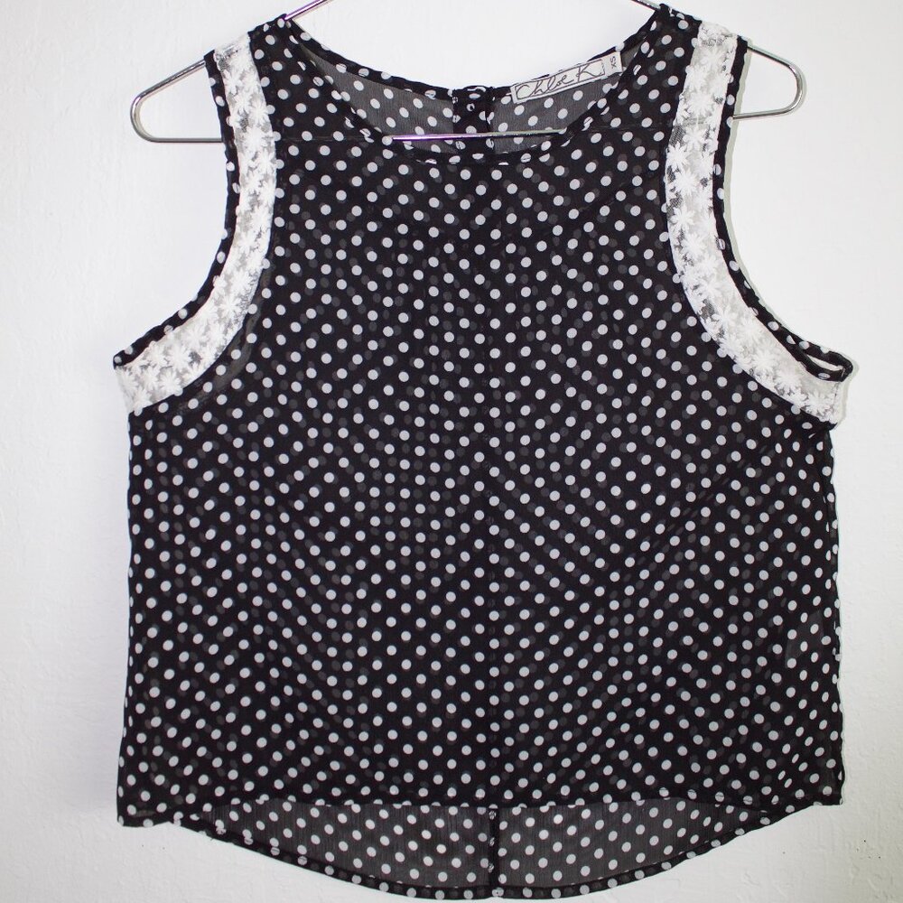 Sheer Polka Dot Sleeveless Top